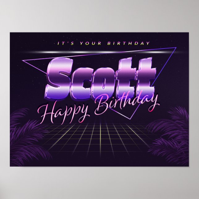 Scott Name First Name purla retro poster Birthday (Front)