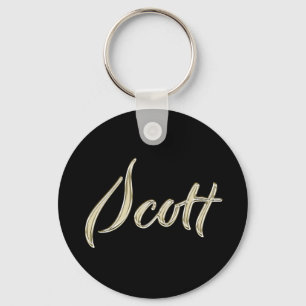 Scott Name whitegold Button Schlüsselanhänger Key Ring