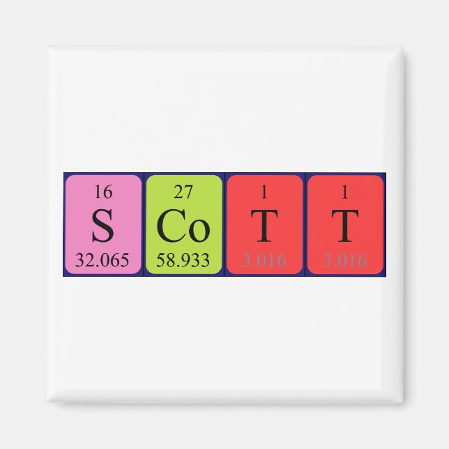Scott periodic table name magnet (Front)
