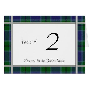 Scott Plaid Wedding reception table number