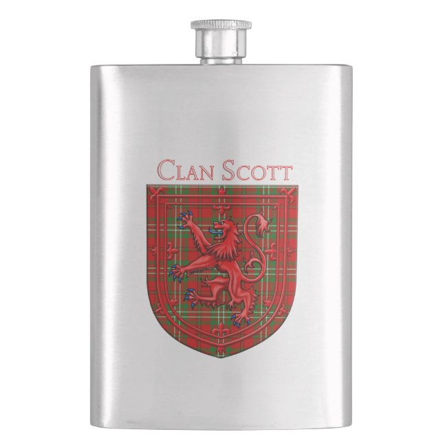Scott Tartan Scottish Plaid Lion Rampant Hip Flask (Front)