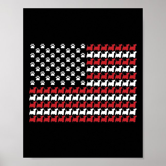 Scottie 4th Of July Dog Paw Print  (Front)