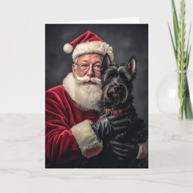 Scottie and Santa #1 Holiday Card (Front)