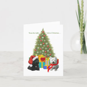 Scottie and Westie Christmas Tree Holiday Card