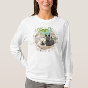 Scottie and Westie in a Garden T-Shirt