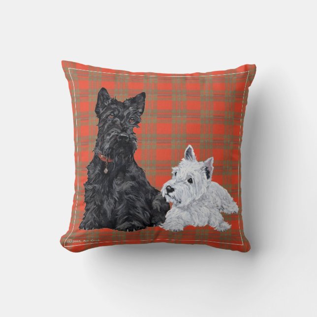 Scottie and Westie Pup - Terrier Pillow (Front)