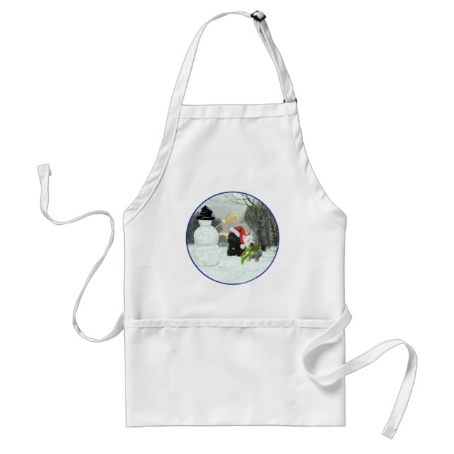 Scottie and Westie with Snowman Standard Apron (Front)