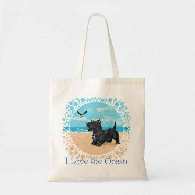 Scottie at the Beach Tote Bag (Front)