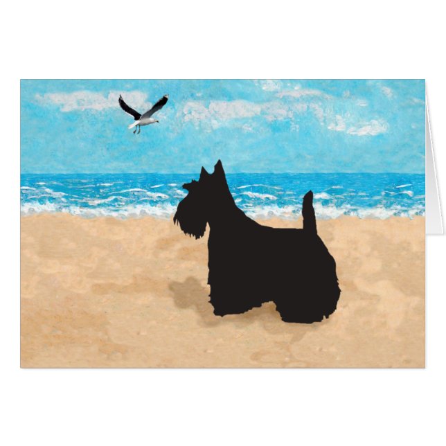 Scottie at the Beach with Seagull (Front Horizontal)