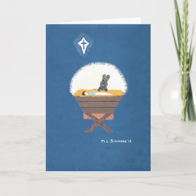 SCOTTIE AT THE MANGER HOLIDAY CARD (Front)