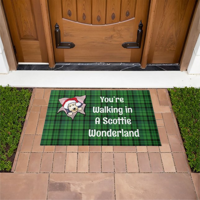 Scottie BLAST Christmas Stocking Doormat (Outdoor)