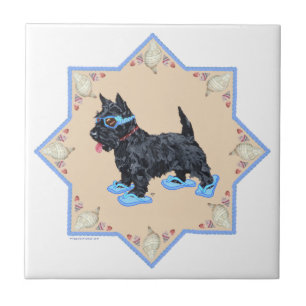 Scottie Blue FlipFlops Tile