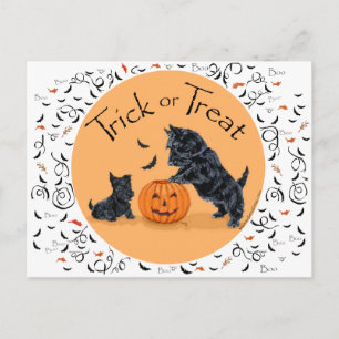 SCOTTIE Dad and Pup Halloween Postcard
