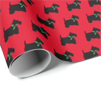 Scottie Dog and Holly Wrapping Paper