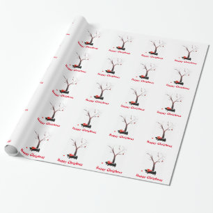 Scottie Dog and Robin Christmas Art Wrapping Paper