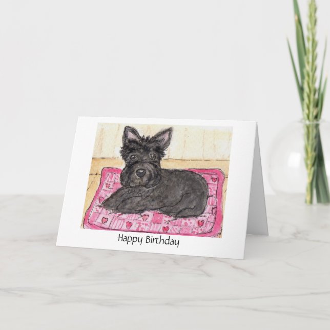 Scottie Dog art Birthday card Scottish terrier (Front)