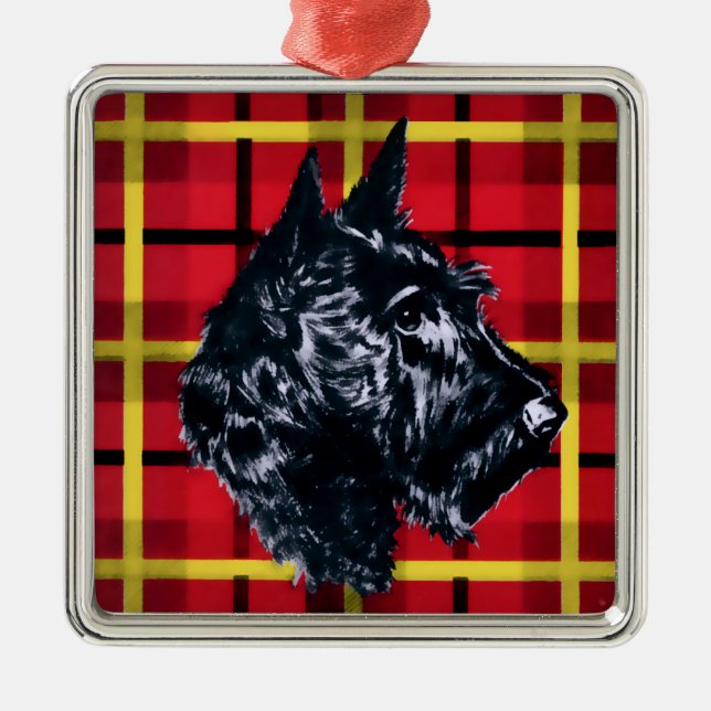 Scottie Dog, Black Scottish Terrier Ornament (Front)