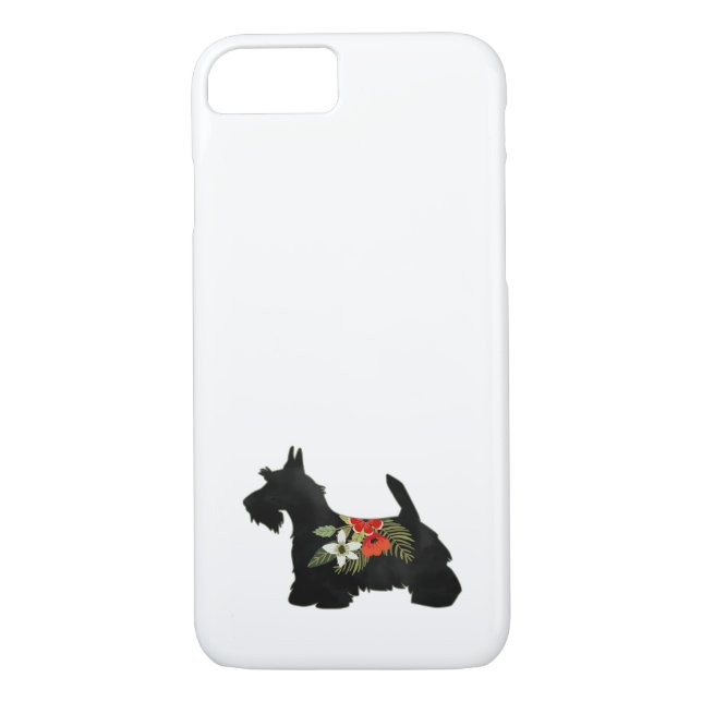 Scottie Dog Breed Boho Floral Silhouette Case-Mate iPhone Case (Back)
