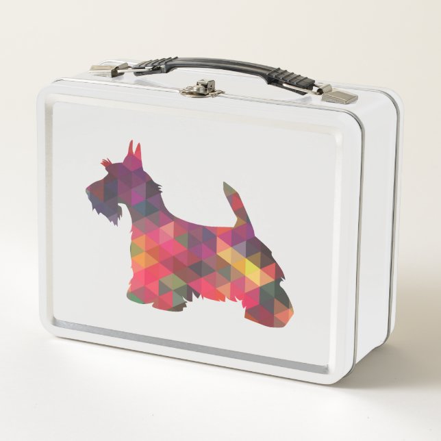 Scottie Dog Breed Geo Silhouette Multi Metal Lunch Box (Front)