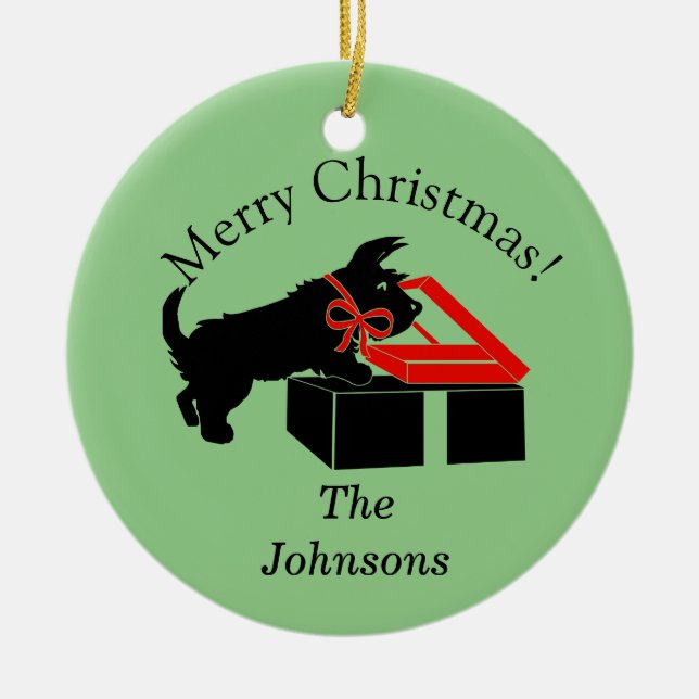 Scottie Dog Christmas Personalised Ornament (Front)