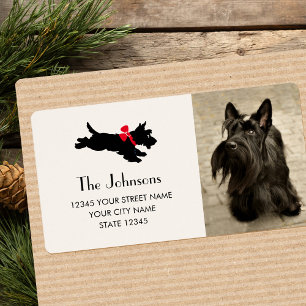 Scottie Dog Christmas Red Bow Return Address