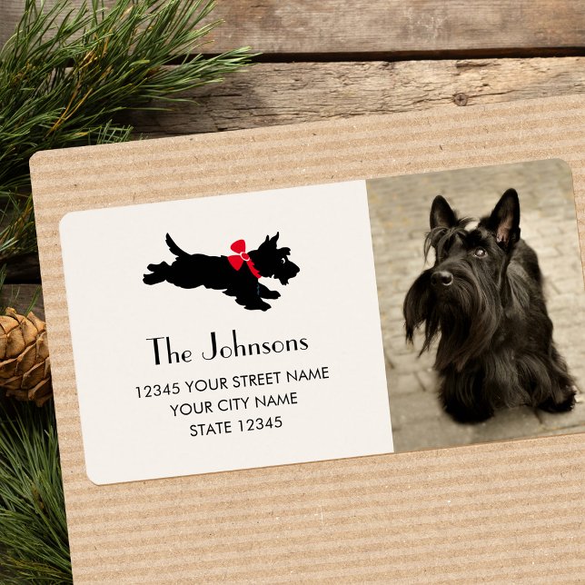 Scottie Dog Christmas Red Bow Return Address (Creator Uploaded)