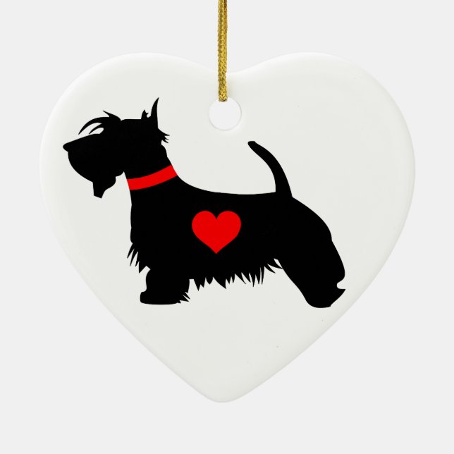 Scottie Dog Heart Ornament (Back)