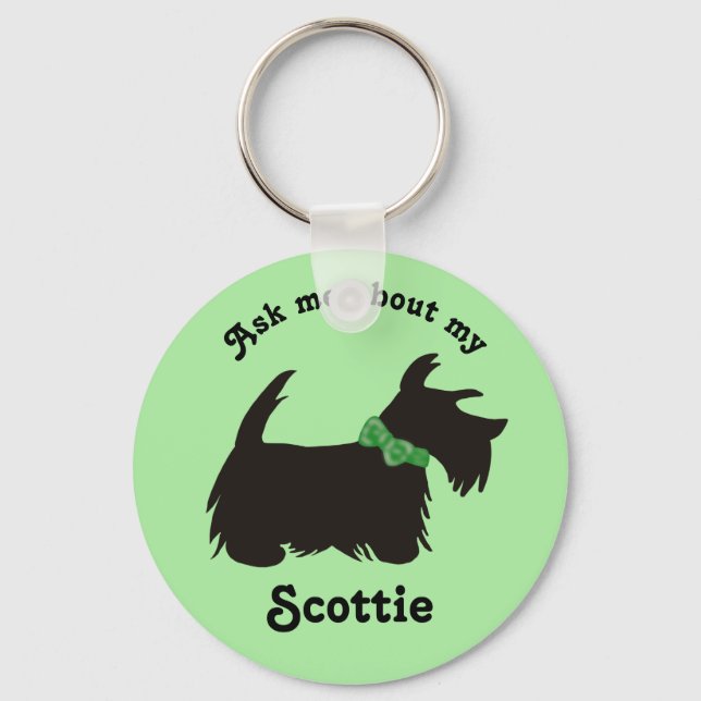 Scottie dog Keychain, Scottish Terrier dog Key Ring (Front)