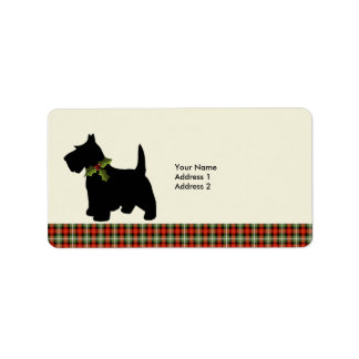 Scottie Dog Scotch Plaid Christmas Custom Label