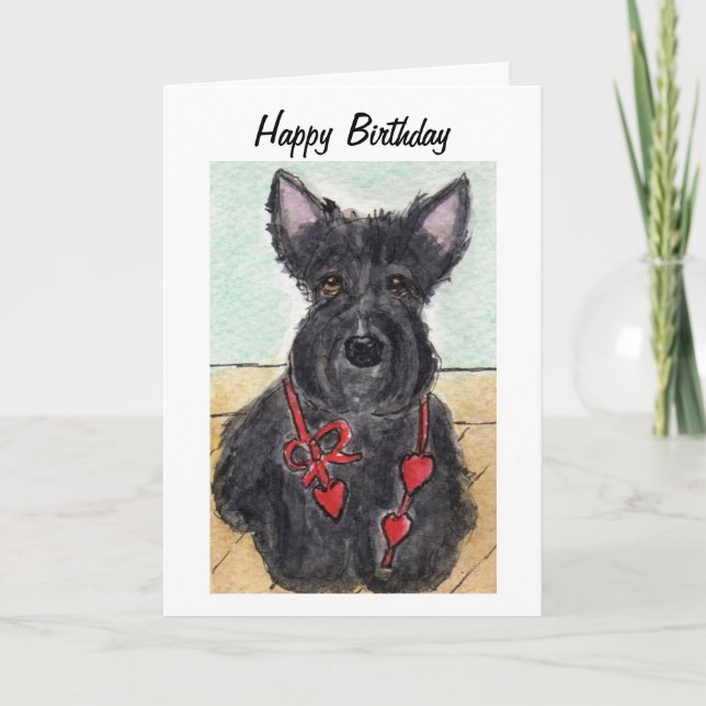 Scottie dog  Scottish terrier birthday card  art (Front)