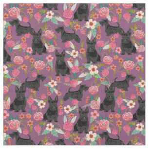 scottie dog vintage florals purple fabric