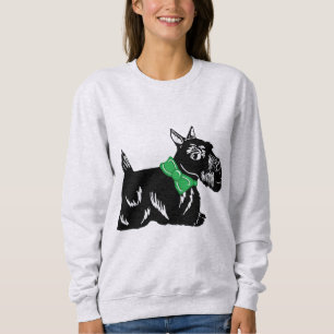 Scottie Dog with a Green Bow Women's Sweatshirt