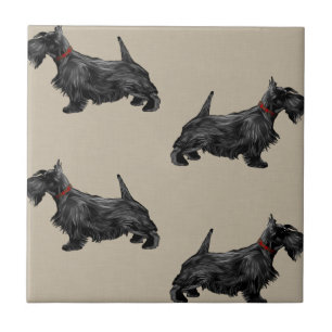 Scottie Dog with Tartan Collar Tile