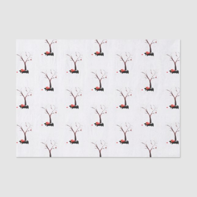 Scottie Dogs and Robin in Winter Seasonal Tissue Paper (Front)