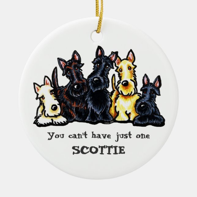Scottie Five Personalised Ceramic Tree Decoration (Front)