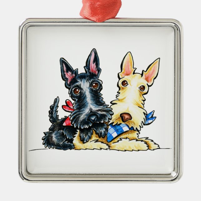 Scottie Gingham Cuties Metal Tree Decoration (Front)