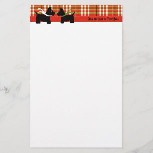 Scottie Holiday Plaid Writing Paper