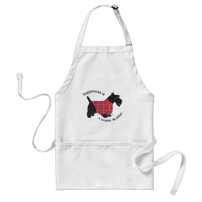 Scottie in Red & Blue Plaid Sweater Standard Apron (Front)