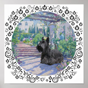 Scottie in Springtime Garden Poster