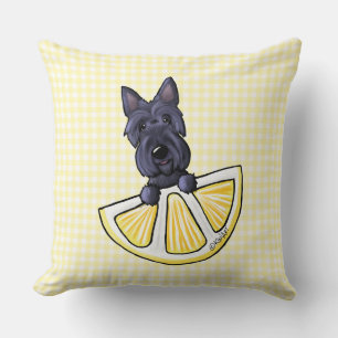Scottie Lemon Cream Gingham Throw Pillow
