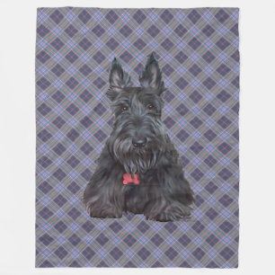 Scottie on Tartan Fleece Blanket