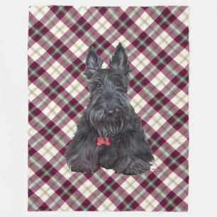 Scottie on Tartan Fleece Blanket