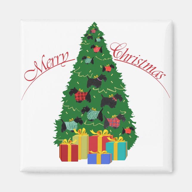 Scottie Ornaments Christmas Tree Magnet (Front)