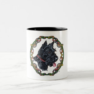 Scottie Portrait Celtic Knotwork Two-Tone Coffee Mug