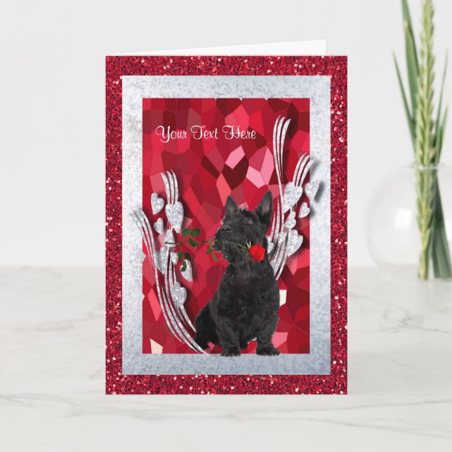Scottie Puppy Customise It Valentine Greeting Card (Front)