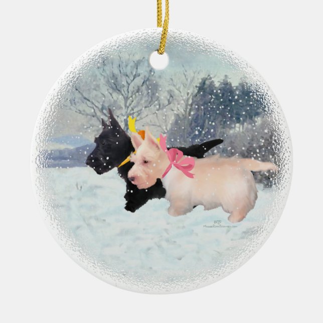 Scottie Pups Ceramic Tree Decoration (Front)