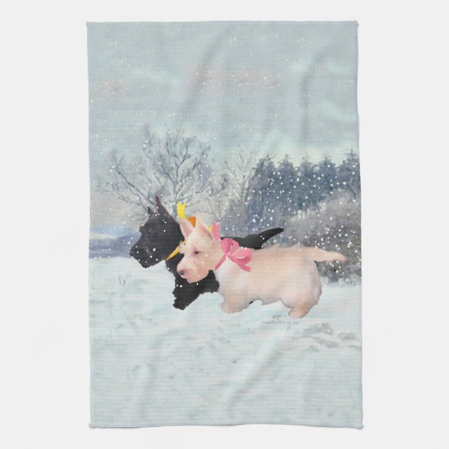 Scottie Pups Tea Towel (Vertical)