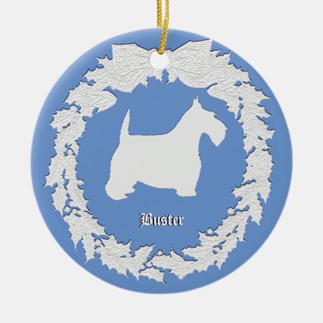 Scottie Remembrance Personalise Ceramic Tree Decoration (Front)