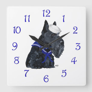 Scottie Sailor Square Wall Clock