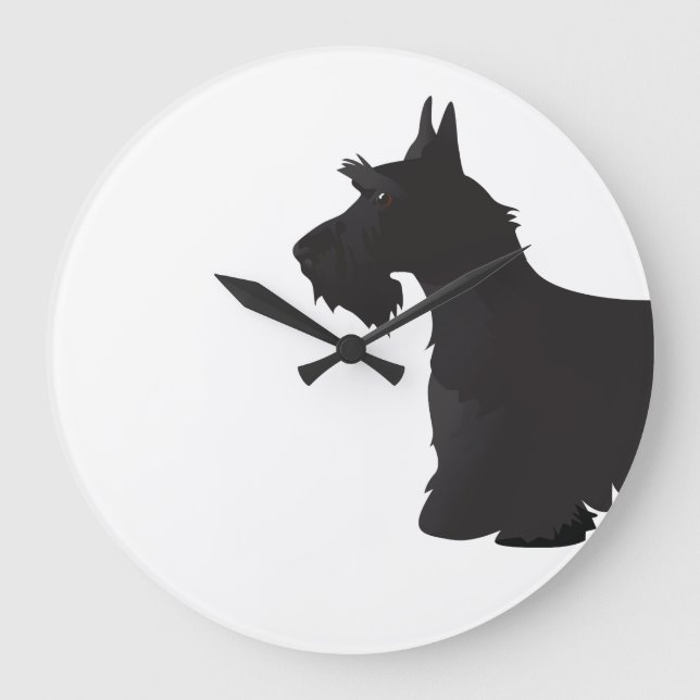 Scottie Scottish Terrier Basic Breed SIlhouette Large Clock (Front)